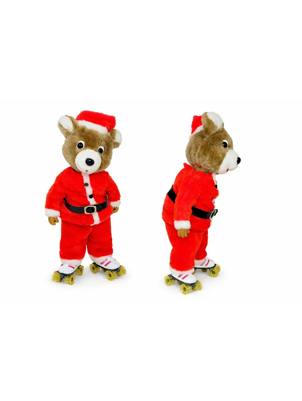 Vintage Animated Roller Skating Santa Bear Christmas Decoration Battery Operated